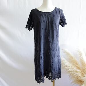 Johnny Was 4 Love and liberty Silk Navy Embroidery Mini Dress size S